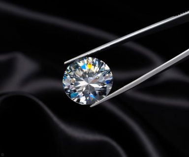 A round diamond on a black background.